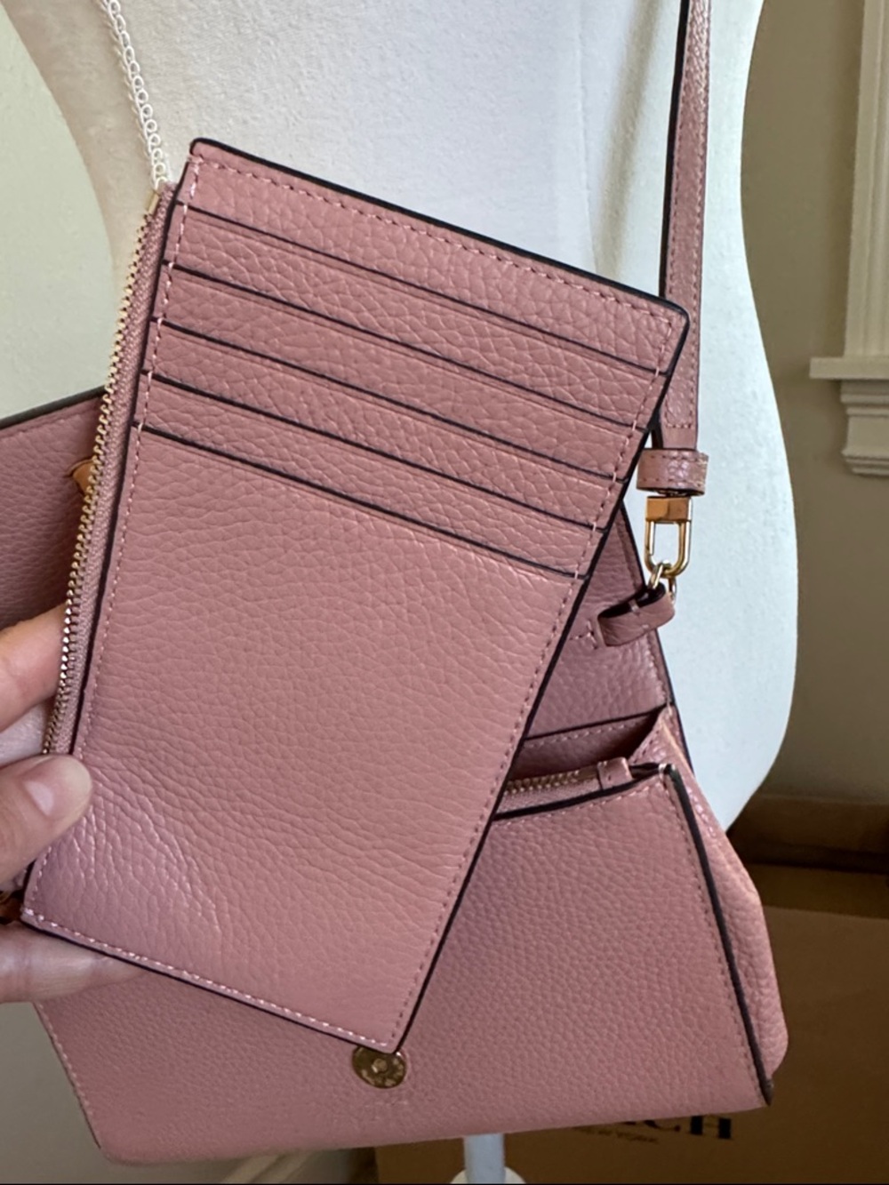 Tory Burch Pebbled Leather Crossbody in Dusty Rose - Picture 5 of 9